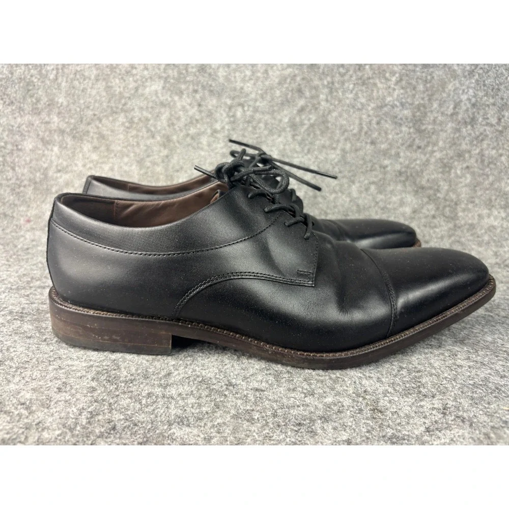 Johnston & Murphy Cap Toe Oxford Mens Size 12M Black Leather Dress Shoes 59-3199